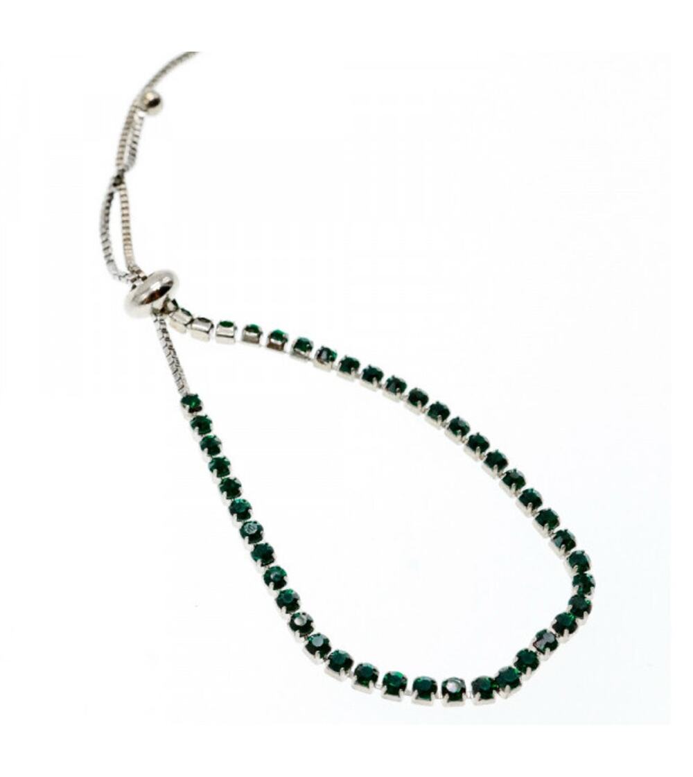 Bracelet Green CZ Slipknot Clasp
